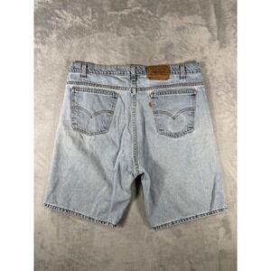 Levis 505 Jean Shorts Mens 38 Distressed Denim Orange Tab 90s Vtg Made In USA